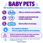 Baby Pets Toallitas Húmedas con Clorhexidina · 50 unidades