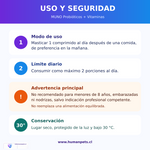 MUNO Probióticos + Vitaminas 400 UI · 30 comprimidos masticables
